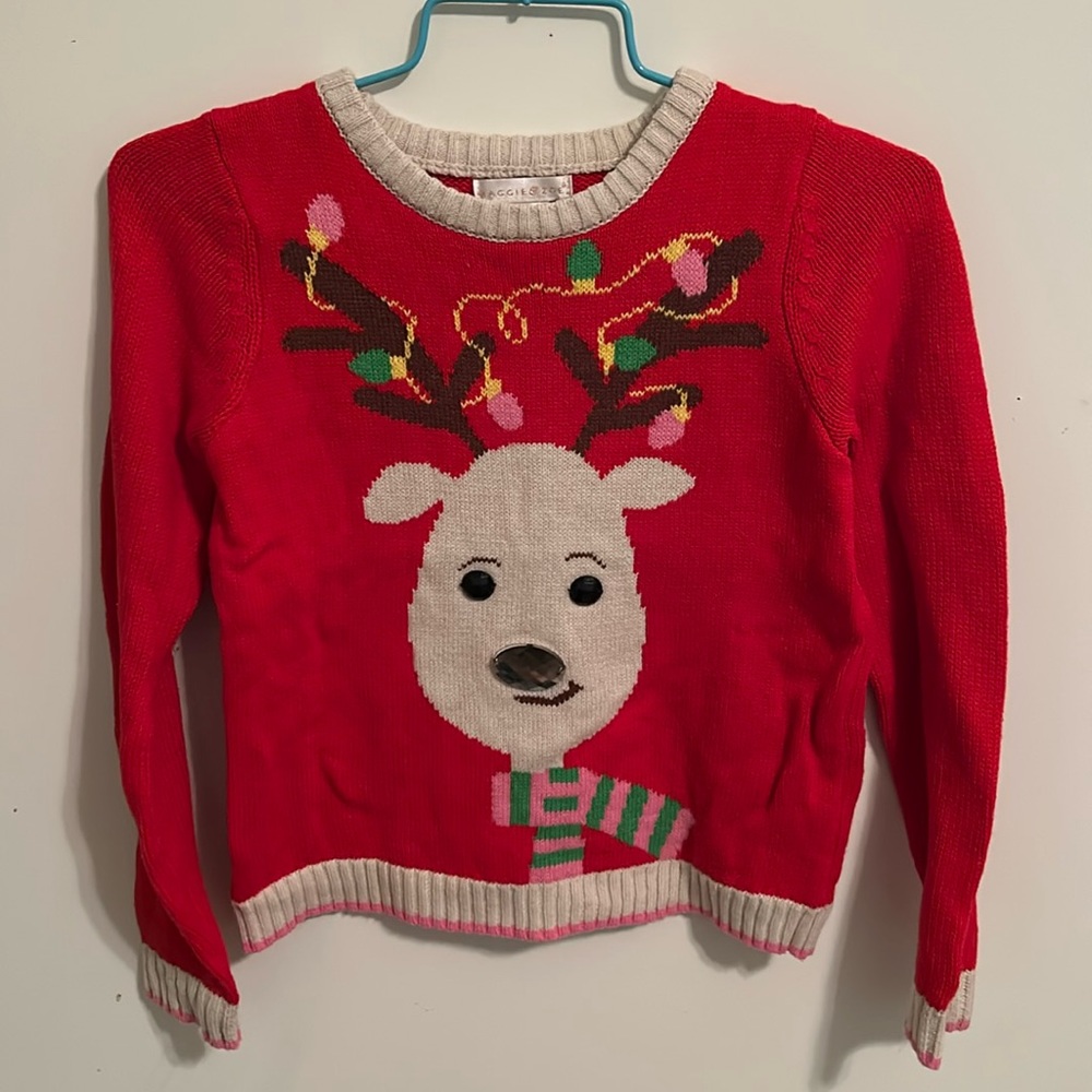 Girl’s S (7-8) Reindeer Holiday Sweater